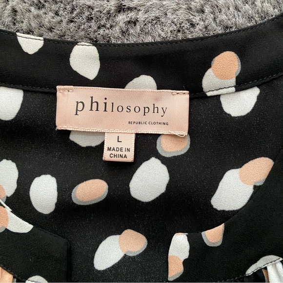 Philosophy Polka Dot Short Sleeve Button Blouse L - Picture 2 of 2